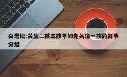 白岩松:关注二孩三孩不如先关注一孩的简单介绍
