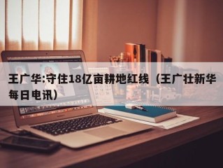 王广华:守住18亿亩耕地红线（王广壮新华每日电讯）