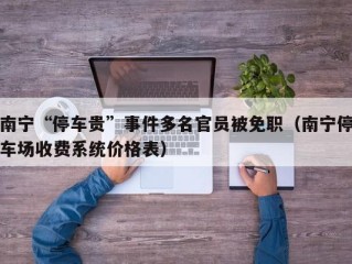南宁“停车贵”事件多名官员被免职（南宁停车场收费系统价格表）
