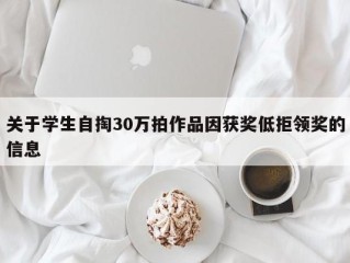 关于学生自掏30万拍作品因获奖低拒领奖的信息
