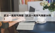 武汉一周天气预报（武汉一周天气预报30天）