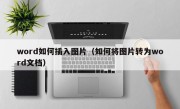 word如何插入图片（如何将图片转为word文档）