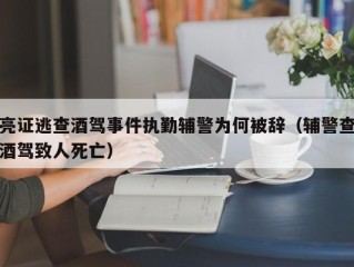 亮证逃查酒驾事件执勤辅警为何被辞（辅警查酒驾致人死亡）
